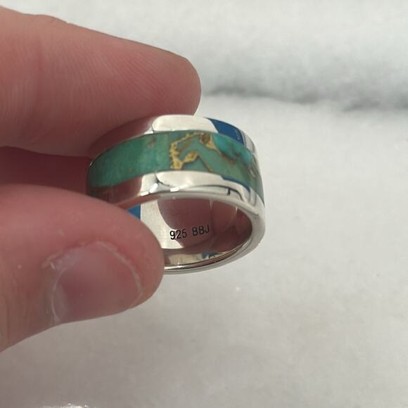 NWT Blue Turquoise Sterling Silver Band Ring size 5.5 - Picture 3 of 6
